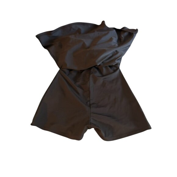 COCOSHIP Sailor Pin Up Swimsuit One Piece Skirtini Gingham Plaid Black Medium - Picture 2 of 7